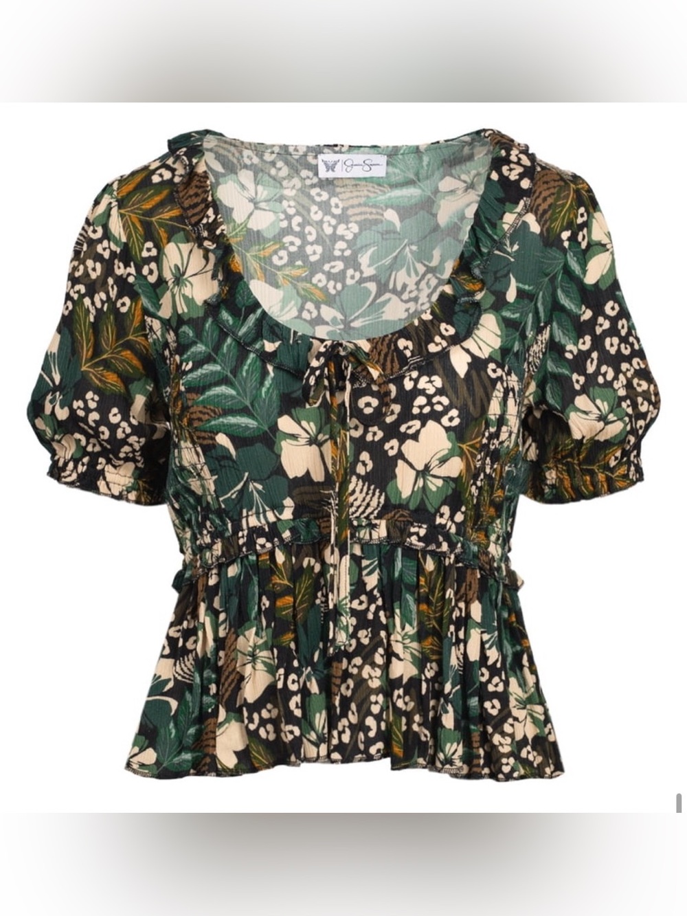 Jessica Simpson Floral Ruffled Peplum Blouse